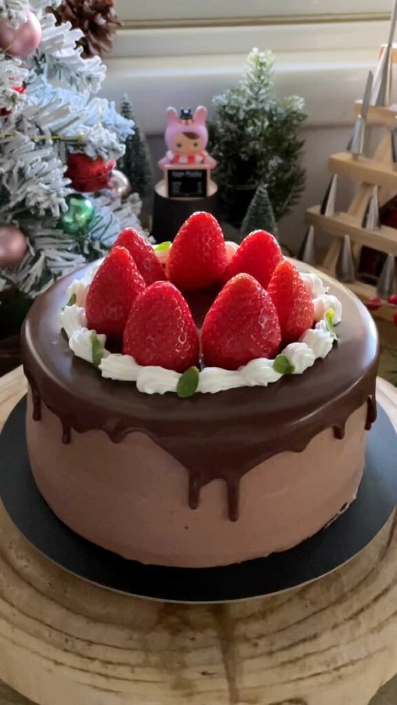 Strawberries and Chocolate Cream Layer Cake עוגת שכבות תותים וקרם שוקולד