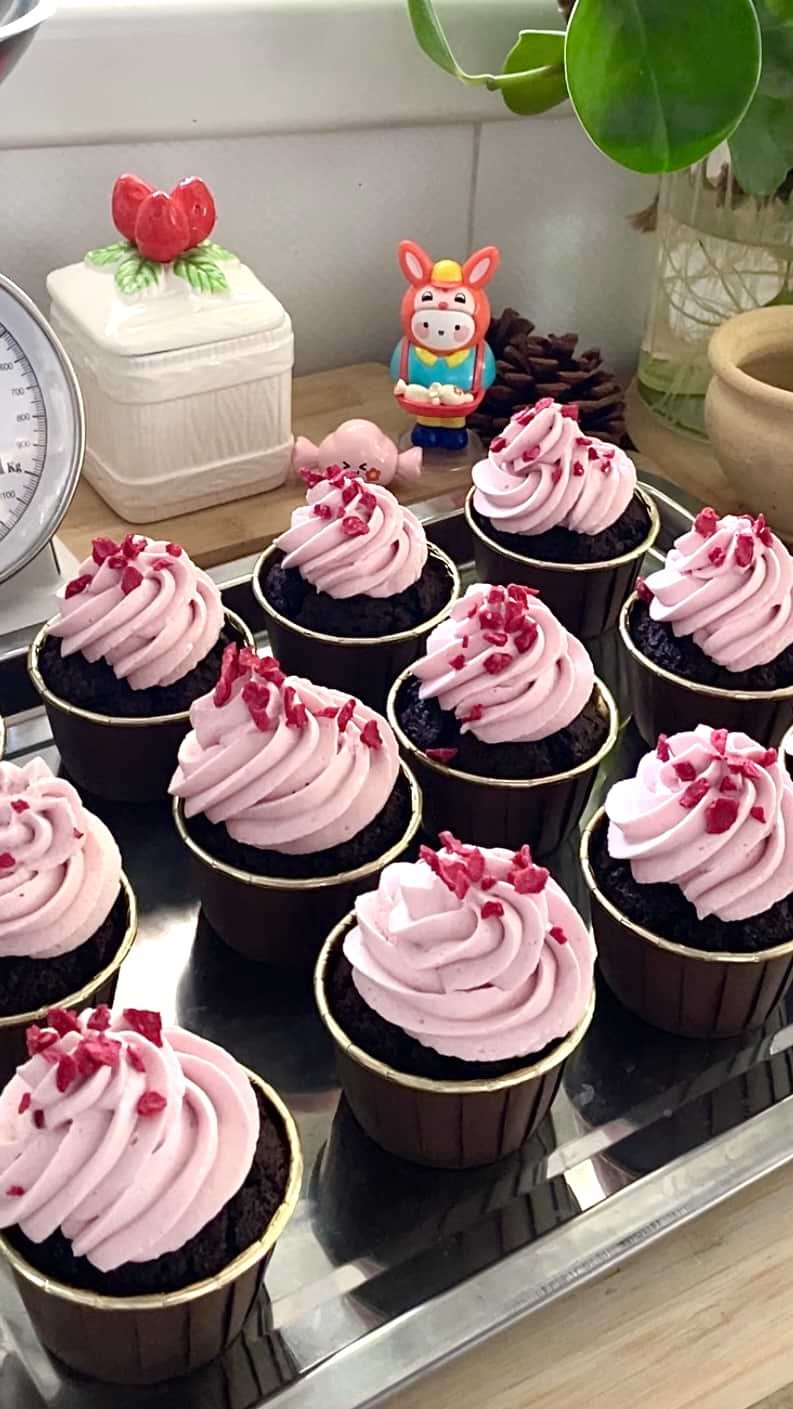 Chocolate Cupcakes and Raspberry Cream