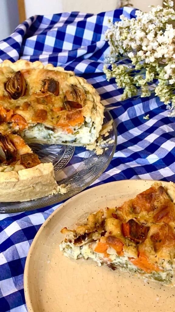 Vegan Sweet Potatoes and Onions Cheese Quiche קיש גבינה בטטות ובצלים טבעוני