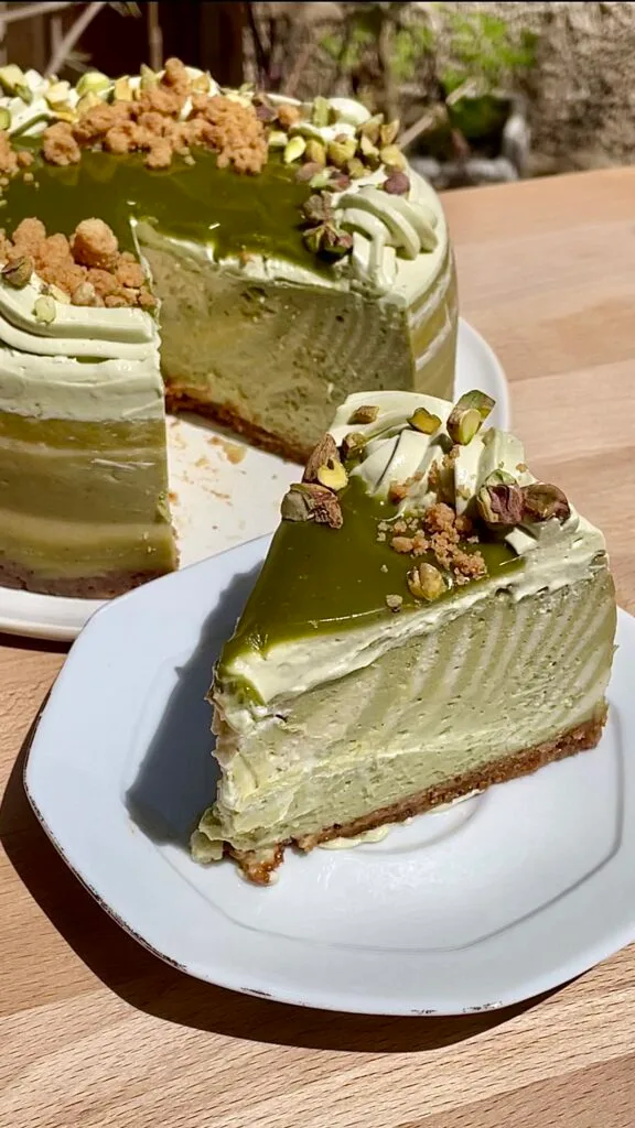 Vegan Zebra Pistachio Cheesecake עוגת גבינה זברה טבעונית בטעם פיסטוק